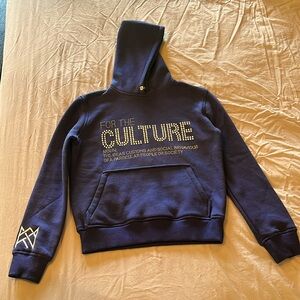Navy blue hoodie “For the Culture”